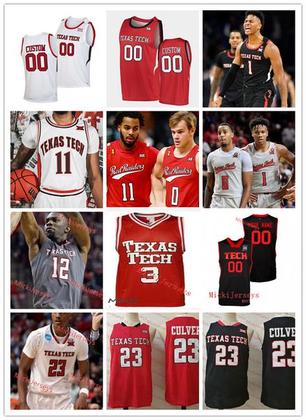 

texas tech red raiders basketball jarrett culver keenan evansjahmi'us ramsey tj. holyfield davide moretti andre emmet texas tech jersey, Black