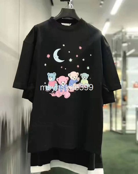 

women's t-shirt b niche trend early spring bear print loose oversize versatile pullover t-shirt women, White