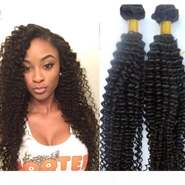 

virgin brazilian hair weaves human hair bundles kinky curly wefts 8~34inch unprocessed malaysian indian dyeable human hair extensions, Black