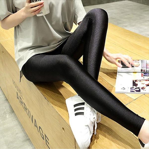 

autumn 2021 women shining black leggings thin shiny leggings stretchy high waist leggings skinny pants legins fitness mujer