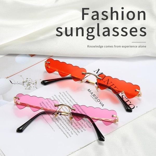 

fashion rimless heart shaped sunglasses women metal women love clear ocean lenses sun glasses uv400 uv protection sun glasses1, White;black