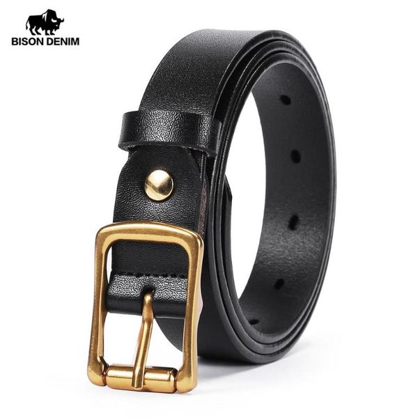 

bison denim women's belt vintage genuine leather pin buckle belts for women fashion high qualtiy belt female pasek damski n60245, Black;brown