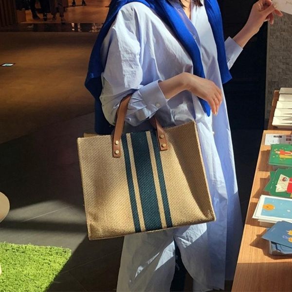 

jhd-large shopper bag jumbo canvas totes beach bag big shoulder summer striped casual totes