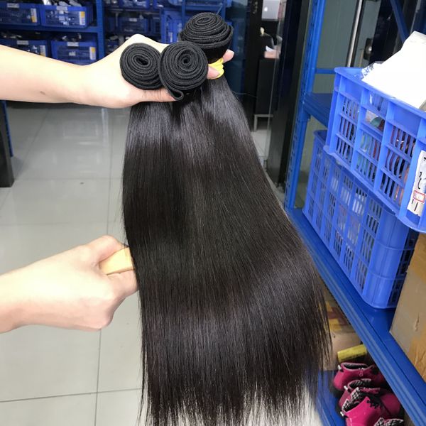 Atacado Grau 10A Extensão de Cabelo de Alta Qualidade 100% Virgin Straight Human Human Bundles para Laday Brazilian Hair