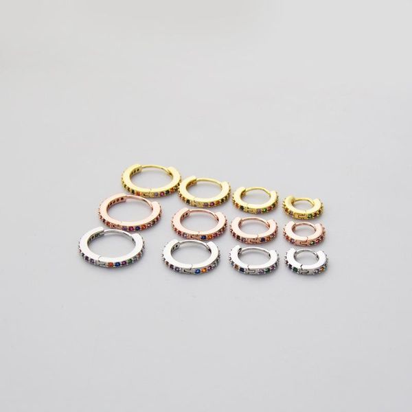 

hoop & huggie fashion narrow women gold black titanium steel white color zircon round 2mm loop circle earrings jewelry, Golden;silver