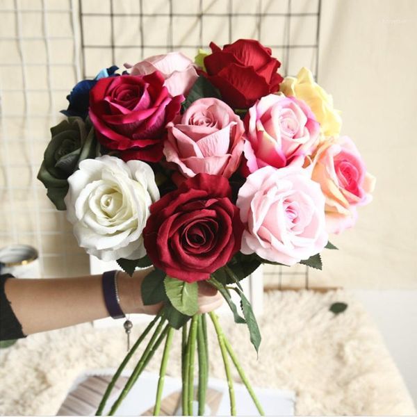 

1 piece artificial rose bouquet fake flowers home decor wedding decoration bonsai shooting props bedroom living room furnishings1