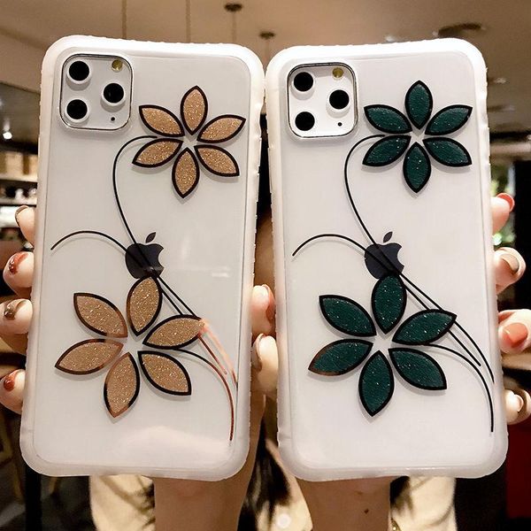 

прозрачный телефон дела блеск цветок iphone 11 11 pro max xr xs max x 8 7 6 6s plus жесткий пк yxlhmy cases2010