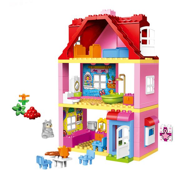 

classic princess big size compatible duploed block family house construction building blocks diy brick toy for children