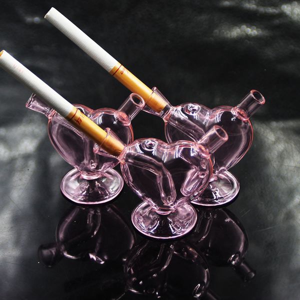 

new design pink smart mini bubblers heart cigarette water pipe smoking glass filter tips