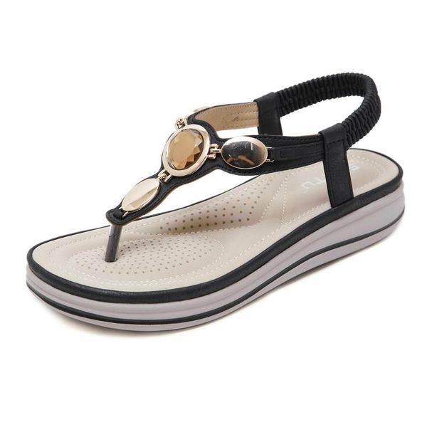 

female sandal large size comfort shoes for women sandals woman heel original wedge 2020 women's ladies summer comfort, Black