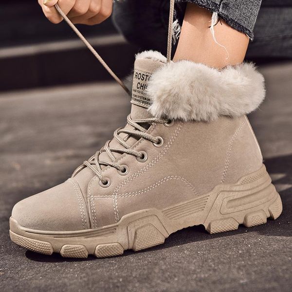 

womens boots ankle 2020 fashion boots warm ankle short plush non-slip wearproof winter snow women black 1011