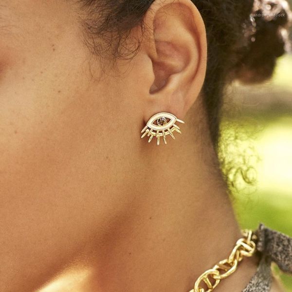 

stud trendy crystal earrings 2022 fashion ear jackets gold metal statement for women party jewelry accessories1, Golden;silver
