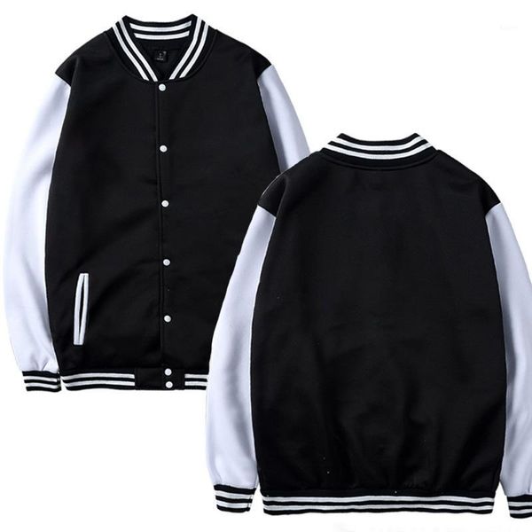 

men solid color baseball uniform sportswear fashion casual hip hop mens jacket fleece baseball jacket slim fit clothing1, Black;brown