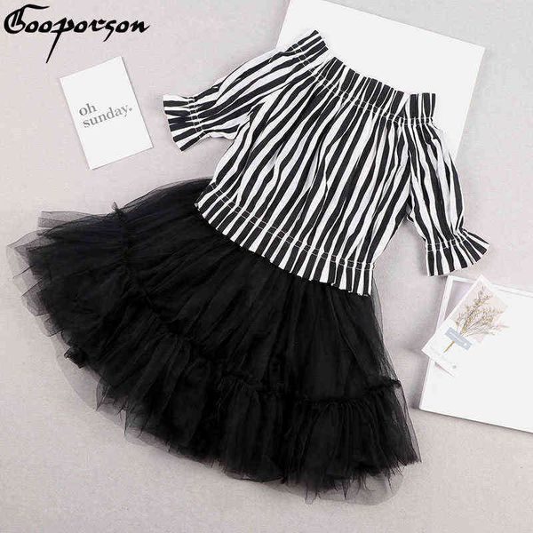 Abbigliamento estivo per neonate Set di camicetta a tracolla Camicia e tutu Gonna Moda Bambini Abiti 2 pezzi Abbigliamento per bambini Set di ragazze G220310