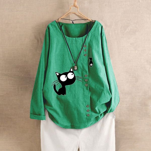 

lru4b осень 2020 новая круглые пуловеры шеи личинка pulloverpullover длина пенька печатных футболки сыпучей среда хлопок женщин с длинным ру, White