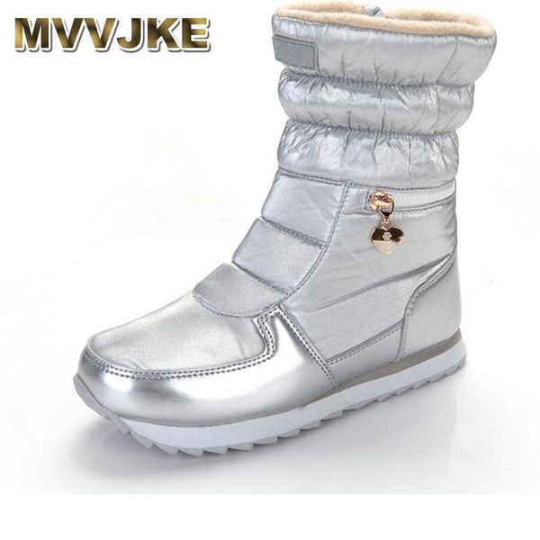 

boots mvvjke 2021 style women fashion silver winter warm snow brand shining shoes solid standard fr, Black