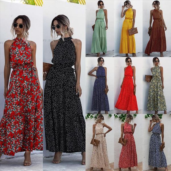 

женщины лето dotfloral печати boho длинные платья партии вечера платья пляжа sundress, Black;gray