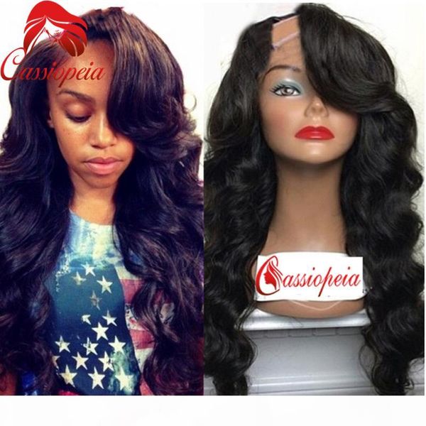 

virgin brazilian u part wig natural wave 8a u part human hair wig with side bangs glueless unprocessed hair wig sale, Black;brown