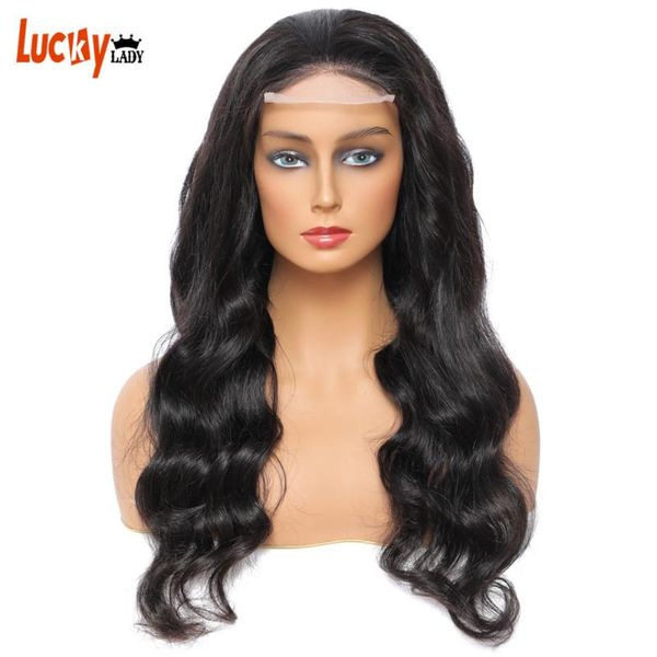 

lace wigs lucky lady hd transparent front human hair for women 4x4 brazilian body wave closure wig 250% density, Black;brown