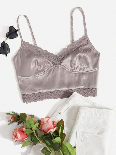 

jacquard lace trim cami q2vv#, White