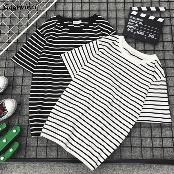 

t shirt summer men couples o neck batwing short sleeve tees striped simple mens ins harajuku all match streetwear chic tshirt bf, White