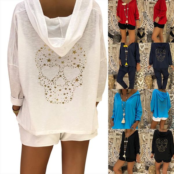 

punk sweatshirt sequins print skull head hoodie poleron mujer 2020 thin hoodie 5xl plus size women harajuku streetwear, Black