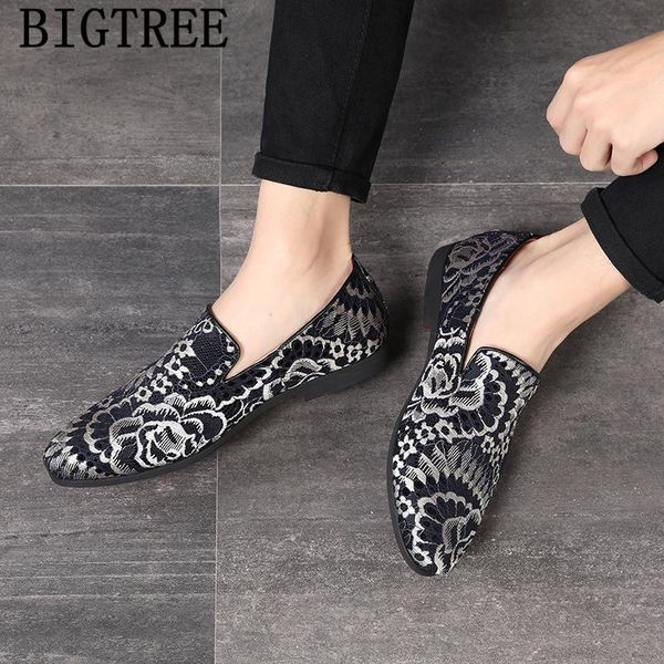 

dress shoes loafers men embroidery italian brands designer classic coiffeur formal sepatu slip on pria bona, Black