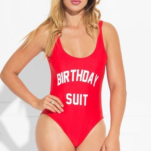 

women's swimwear birthday suit one piece swimsui jumpsuits letter print funny monokini bodysuits rompers1, White;black