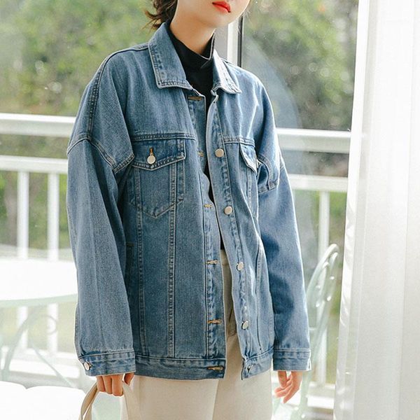 

plus size cotton denim autumn jeans oversize jacket women casual loose female coat jackets basic coats outerwear1, Black;brown
