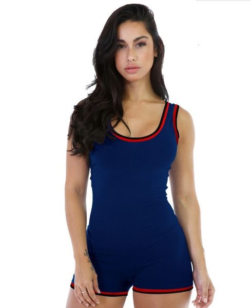 

da 2427b 2021 halter stitching shorts jumpsuit, White;black