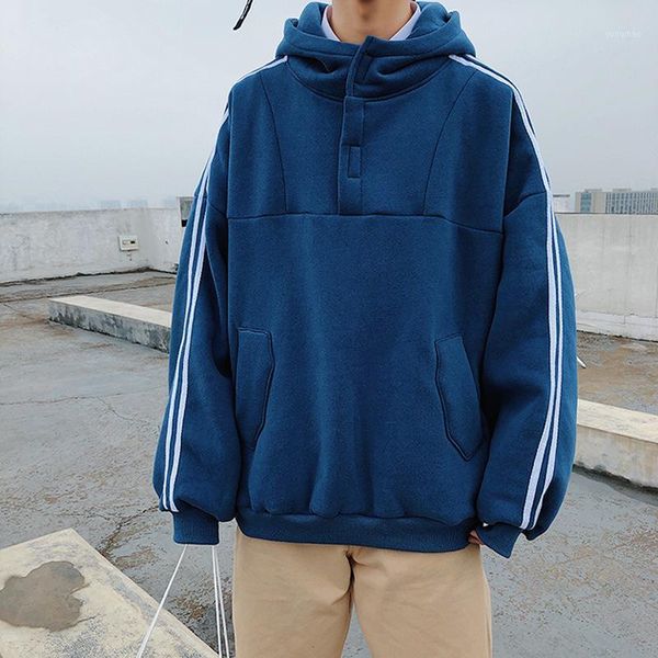 

men harajuku sweatshirts 2020 man side striped hooded hoodies male korean hiphop christmas fashion pullover clothes1, Black