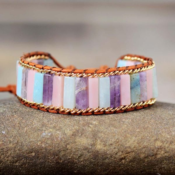 

природные камни кожа wrap браслеты ясперс аметисты цепи манжета браслеты браслеты bohemian оптовой продажи ювелирных изделий dropshipping wm, Golden;silver