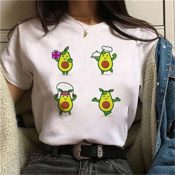 

new women avocado t shirts cute cartoon short sleeve summer lady shirts womens plus size clothes tees female, White