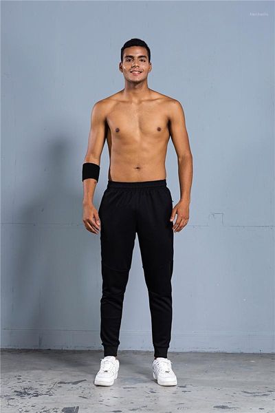 

running pants men sport zip pockets cycling soccer training fitness jogging gym quick dry trousers1, Black;blue