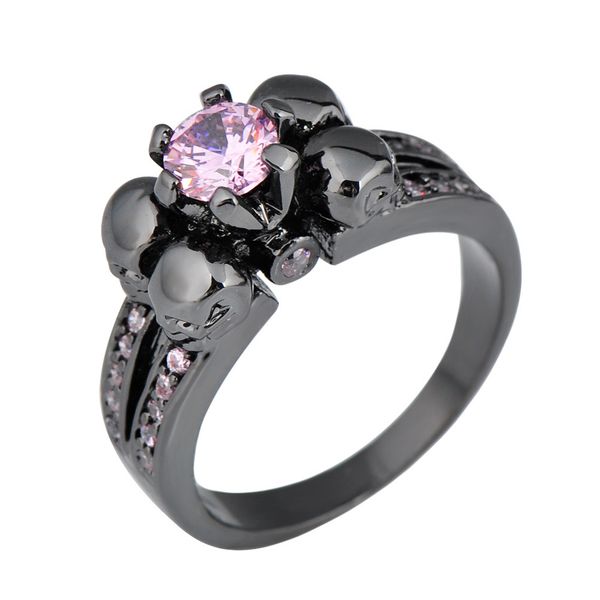 

ring black gold skull six claw zircon, Silver