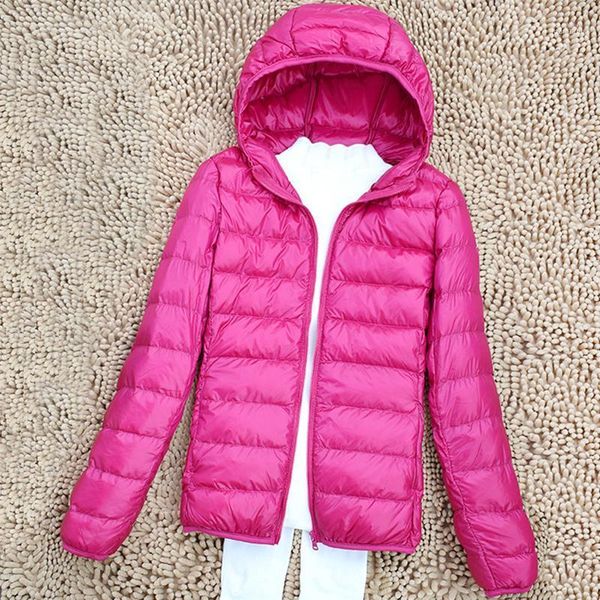 

2020 women winter warm coats women ultra light white duck down jacket women's hooded parka female jackets slim outerwear qh09121, Black