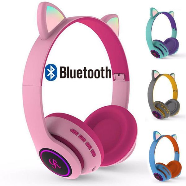 

cat ear bluetooth 5.0 headphones for girls boys kids earphone cute style headset support tf card with mic wireless headphone1