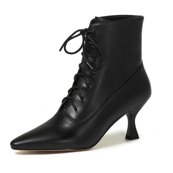 

новые моды женщины ботинки высокой пятки сексуальных натуральная кожа черного бежевая обувь женщина платье партия офис женской обувь коротки, Black