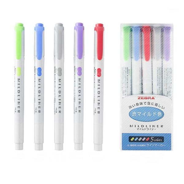 

highlighters 1/pcs mildliner double headed highlighter marker pen japanese fluorescent soft colored drawing pens office stationery1, Black;red