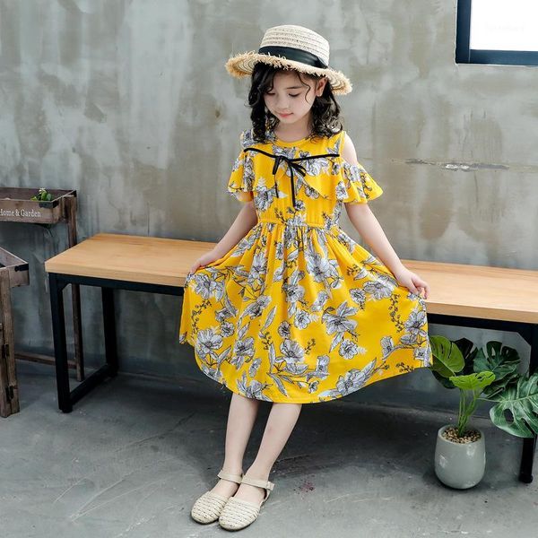 

summer party dress for girl children clothing teenage girls dresses age 2 3 4 5 6 7 8 9 10 11 12 13 kids princess dress floral1, Red;yellow