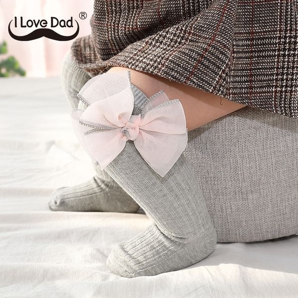 

cute big bows baby girl socks soft cotton newborn girls knee high socks summer autumn solid infant toddler long socks y201009, Pink;yellow