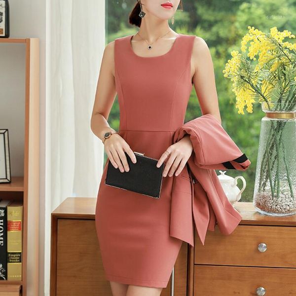 

suits office ladies wear work formal business 2 piece set plus size elegant designs long sleeve blazer dress women1, White;black