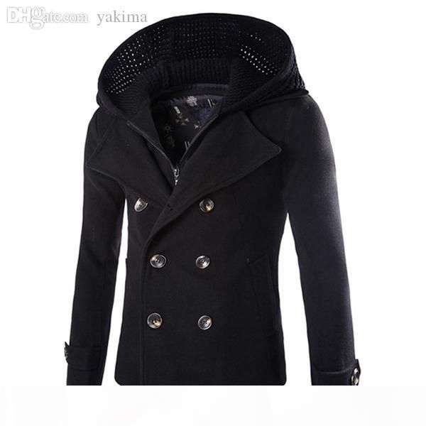 

fall-2016 new sale fashion design autumn winter trench coat men the double-breasted coat stitching mens overcoat, Tan;black
