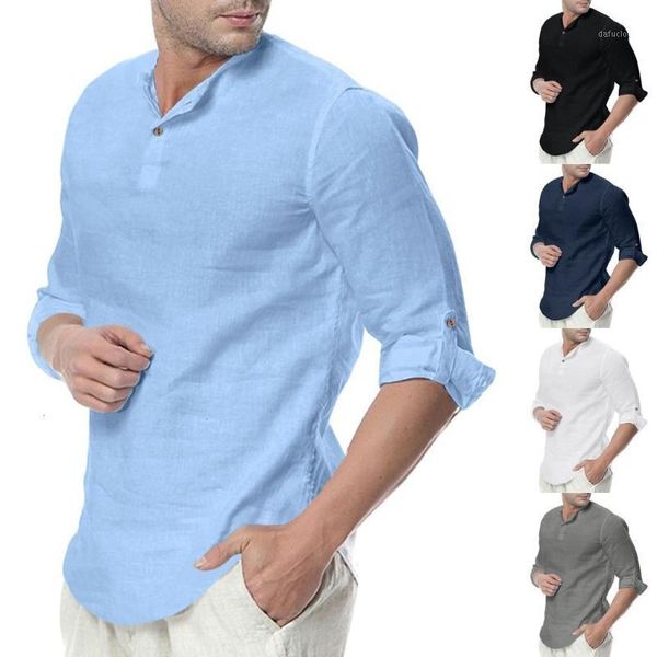 

2019 men casual shirts camisa masculina men's baggy cotton blend solid color three quarter yoga shirts blouses -3xl sales1, White;black