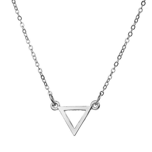 

30 simple small hollow triangle geometric hexagon necklace simple polygon geometry v necklace female male quadrilateral jewelry1, Silver