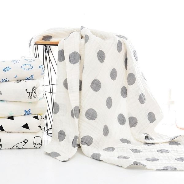

110*110cm soft cotton class a 3/6-layer muslin gauze towel infant bath towel baby blanket swaddle baby bath towel y201009