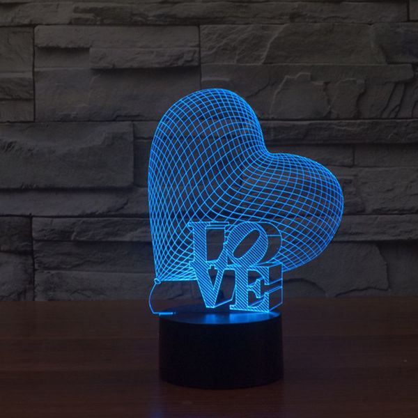 

2021 new fantastic design 3d decor love heart shape creative night light cool lamp as valentine gift ju98