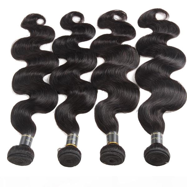 

8a mink brazilian body wave virgin hair 4pcs lot malaysian peruvian brazilian hair weave bundles wet and wavy virgin human hair wefts, Black