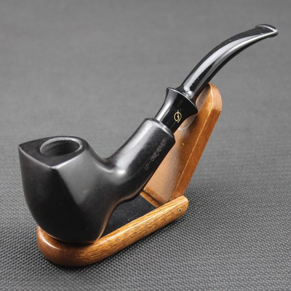 

handmade ebony wood smoke tobacco smoking set durable wooden pouch holder + 10pc 9mm pipe filter 403