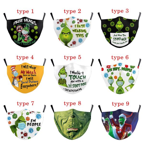 

christmas cartoon fashion print 3d masks grinch new funny protection breathable face mask (26 styles optiona
